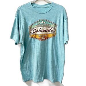 Vtg Colorado Mountain Apparel Blue colorful Men's T Shirt Sz XL Outdoor Hiking
